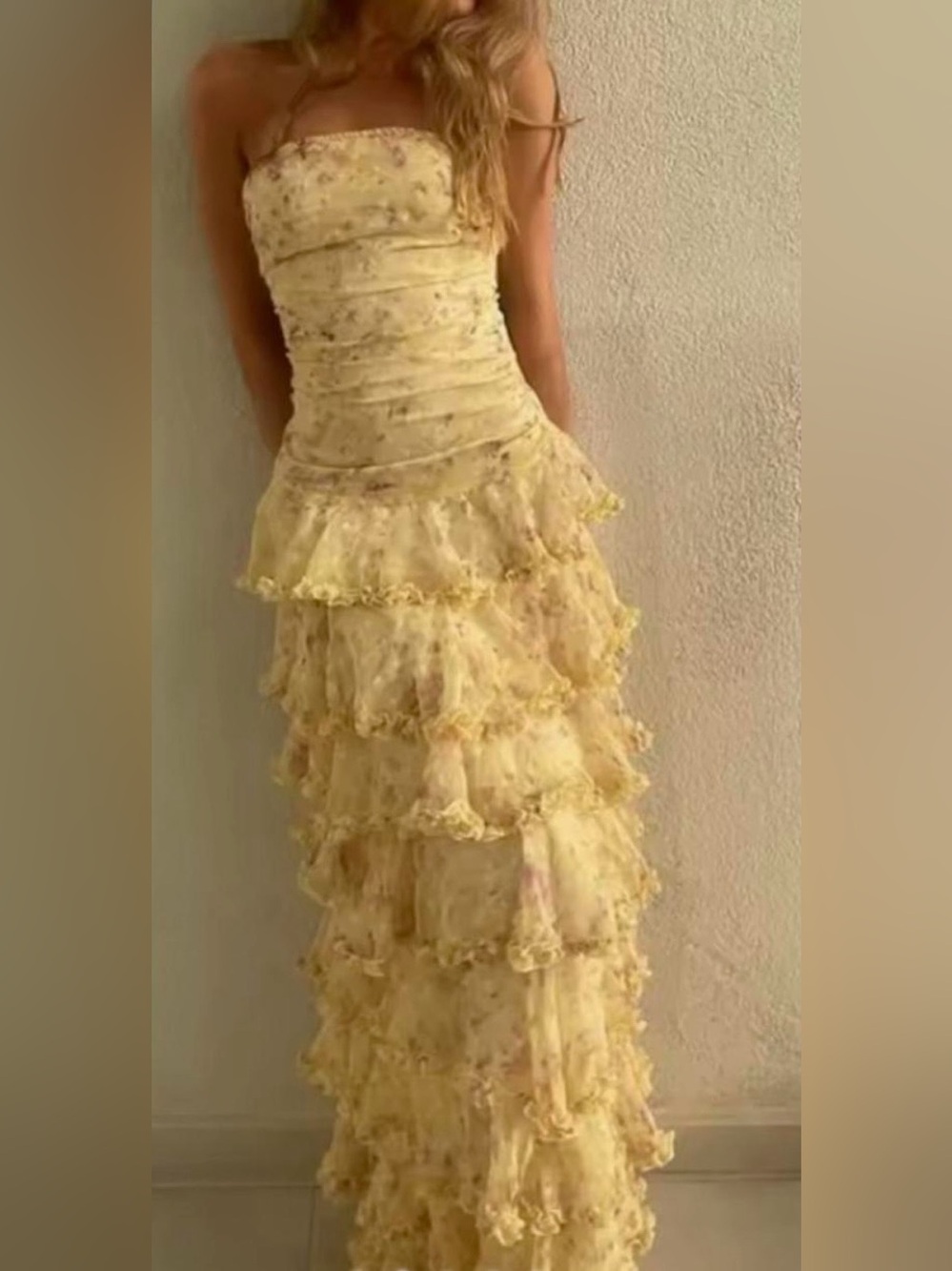 Yellow Floral Ruffle Tiered Dress - Women - Picture 2 of 5